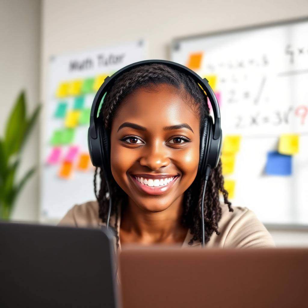 Tutor smiling during a live online session