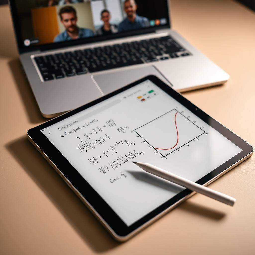 Digital whiteboard with calculus notes